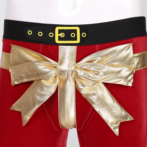 Vista 6 de Disfraz de Navidad de Papá Noel para hombre, ropa interior tipo bóxer