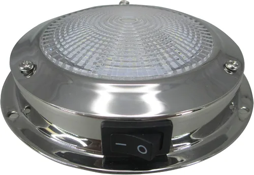 Vista 2 de Pactrade Marine Luz de Cúpula 12V - Lente de 3 Pulgadas, LED Blanco Cálido Luz de Barco de Acero Inoxidable con Interruptor de Palanca Integrado