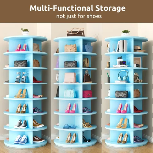 Vista 6 de Lazy Susan - Zapatero giratorio de 7 niveles, organizador de zapatos giratorio para 28-32 pares Lazy Susan 360, armario giratorio para zapatos
