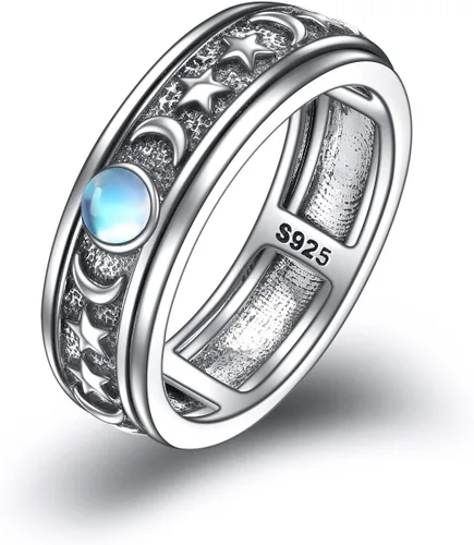 Vista 9 de POPLYKE Anillos giratorios giratorios de plata de ley para mujeres y hombres, para aliviar la preocupación y el estrés, regalo ankh