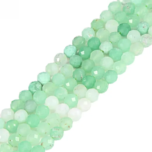 Vista 52 de Cuentas Redondas Facetadas de Ópalo Verde de 4 mm Sueltas de 16 Pulgadas para Hacer Joyas