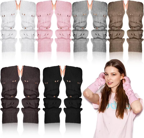 Vista 11 de Berlune 6 pares de mangas de brazo kawaii para mujer y niñas, calentadores de brazos de estilo japonés Y2K para disfraz escolar, 6