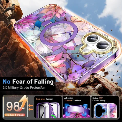 Vista 3 de Funda para iPhone 16 con protector de pantalla-Lotus A25