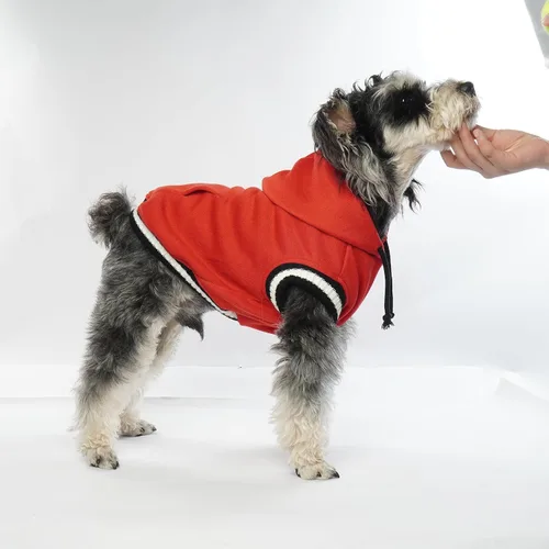 Vista 5 de FUAMEY Sudadera con capucha para perro, suéteres de forro polar para perro, sudadera cálida para mascotas con bolsillo, chaleco de Navidad suave