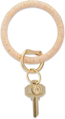 Vista 8 de Oventure, Llavero de pulsera original, llavero Big O de silicona - Colección Confeti negro confeti
