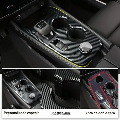 Vista 3 de XITER Perilla de Palanca de Cambios de Automóvil Estilo Fibra de Carbono Cubierta de Panel de Consola Consolas Centrales Fundas de Palanca Perillas