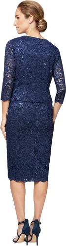 Vista 2 de Alex Evenings Vestido tipo chaqueta de encaje de talla grande para mujer
