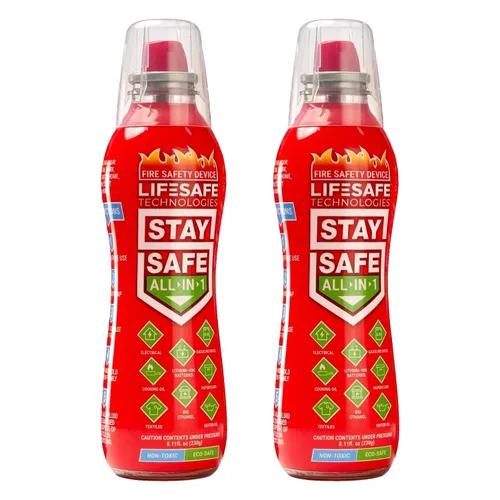 Vista 9 de LifeSafe Technologies StaySafe Extintor de Incendios Portátil Todo en 1, Spray de Incendios Compacto Fácil de Usar en 10 Tipos de Incendios, No