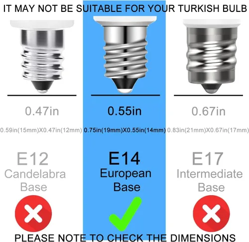 Vista 2 de Bombilla de base europea E14 E14, lámpara turca de repuesto regulable equivalente a 4 W, bombilla incandescente de 40 W, CA 110 V-130 V blanco