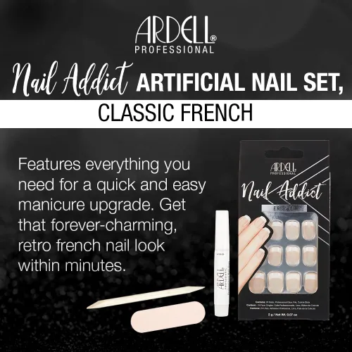 Vista 2 de Ardell Nail Addict - Juego de uñas artificiales, francés clásico