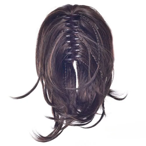 Vista 10 de Extensiones de cabello humano con clip de garra, extensiones de cola de caballo corta y rizada con textura natural para mujer (1b# negro natural)