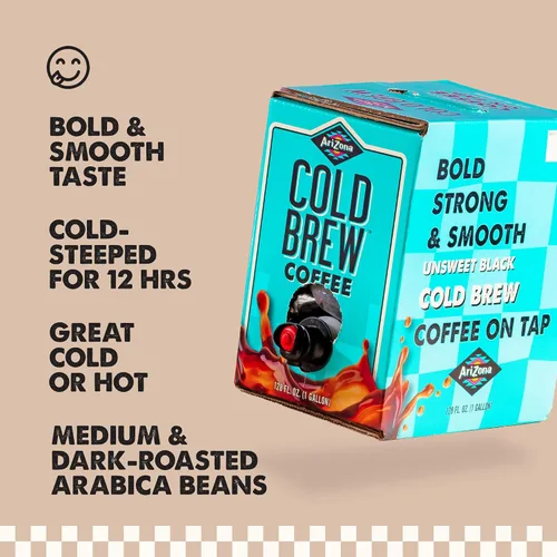 Vista 7 de AriZona Café de Filtro Frío, Café Helado en Grifo y Listo para Beber, Café Colombiano Arabica, 1 Galón por Envase - Caja de 128 Onzas Líquidas