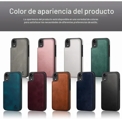 Vista 6 de DJDUCK Funda diseñada para iPhone XR con tarjetero y cierre magnético, protección de piel con bloqueo RFID, a prueba de golpes, para mujeres y A
