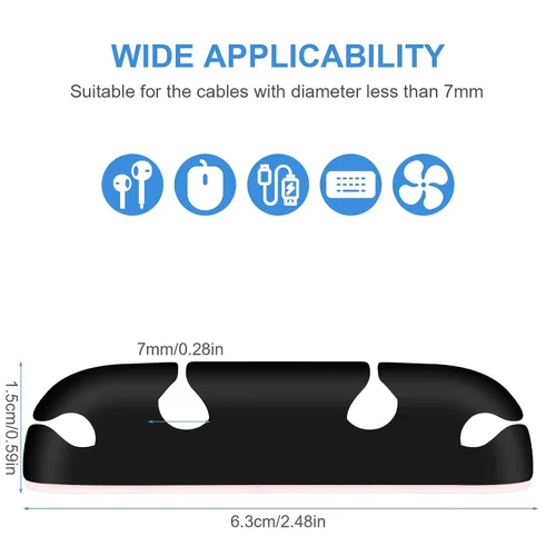 Vista 3 de WLLHYF Clips para cables, 3 unidades, organizador de cables, soportes de gestión de cables, arnés de cables de silicona de 4 agujeros, accesorio