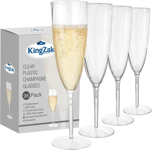 Vista 6 de Lillian Tablesettings Copas de champán prémium de 6 onzas, vasos desechables de plástico duro transparente, 1 pieza, 16