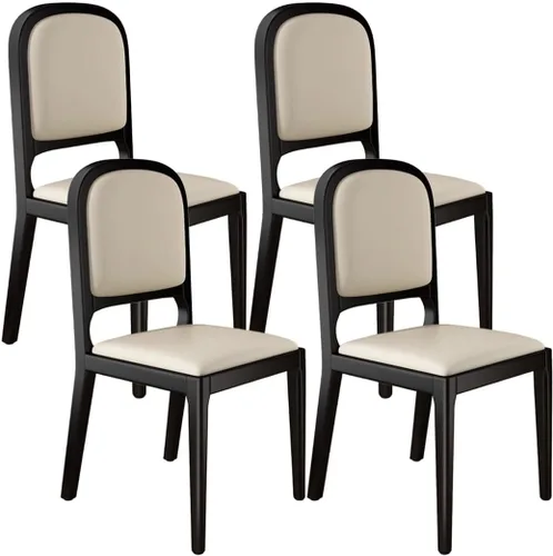 Vista 35 de YVYKFZD Sillas de comedor de madera maciza, juego de sillas de cocina sin brazos, silla de comedor tapizada de cuero, silla de sala de estar