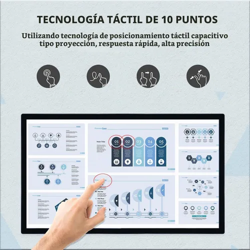 Vista 2 de Monitor interactivo de pantalla táctil de 32 pulgadas, tablero inteligente con pantalla 16:9 1080P, pantalla táctil Android 11, pizarra electrónica