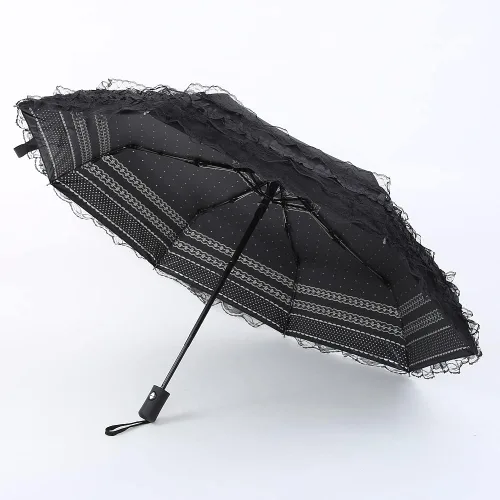 Vista 2 de Ruotong Unique - Sombrilla plegable de viaje con cierre automático y apertura automática resistente a los rayos UV sombrilla de encaje de princesa