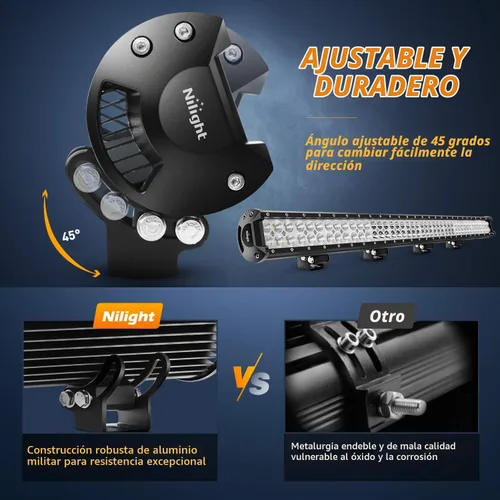 Vista 6 de Nilight 39 Pulgadas 252W Barra de Luz LED Combo Puntal y Dispersión 24V 12V Iluminación para Barco, Iluminación de Conducción Todoterreno, Luces