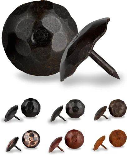 Vista 28 de 10 Pack 0.75" Round Head Iron Clavos Decorative Nails – Black – Handmade Rustic Round Fasteners for Farmhouse Shutters, Faux Wood Beams, Barn Doors