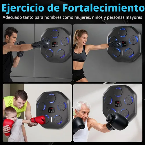 Vista 4 de Máquina de Boxeo con Música con Guantes de Boxeo Bluetooth Montada en Pared, Máquina de Boxeo para Entrenamiento y Ejercicio de Punching Adecuada