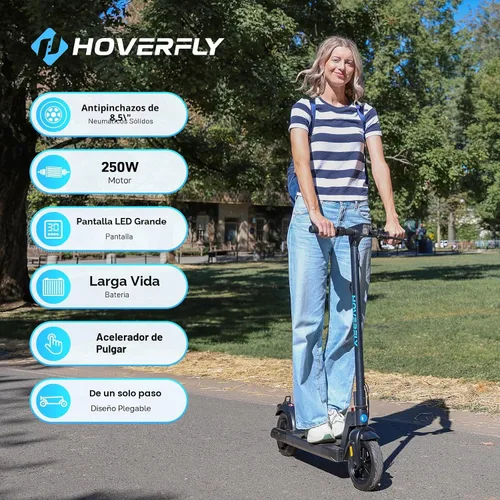 Vista 2 de HOVERFLY Electric Scooter for Adults, Max 10/18Miles & 15.5Mph Speed negro oscuro