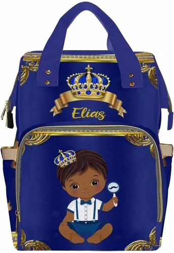 Vista 35 de Newcos Bolsa de pañales personalizada con estampado de corona con nombre personalizado de África negra para mujer, bolsa de pañales de viaje casual