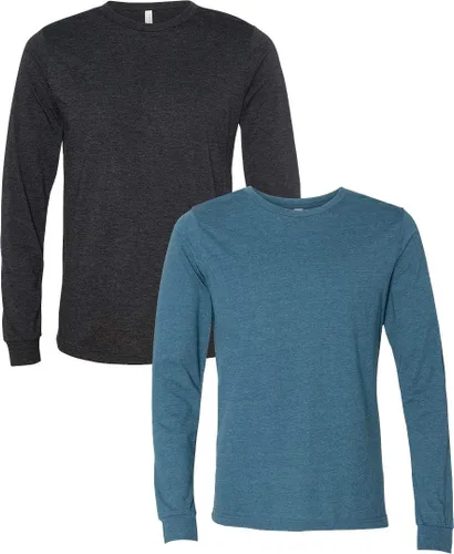 Vista 74 de Canvas Filmore 3501 - Camiseta de 4.2 onzas para hombre manga larga (1) Ceniza + (1) Jaspeado atlético