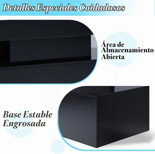 Vista 7 de AMERLIFE Mesa de centro LED de alto brillo de 40 pulgadas con Negro