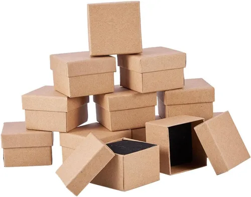 Vista 4 de NOLITOY 48 piezas de papel kraft simple almacenamiento de regalo de anillo de señoras organizador herramienta regalo decorativo collar joyería regalo