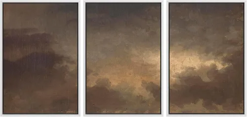 Vista 150 de wall26 Lienzo enmarcado para pared, juego de arte con trazos de pintura roja y naranja vibrante, paisaje, formas abstractas, ilustraciones, arte