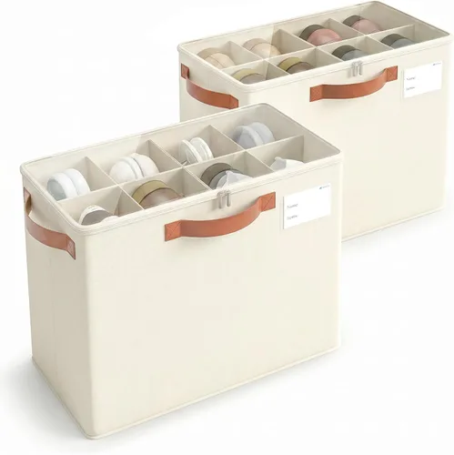 Vista 22 de Varhomax Shoe Organizer Box for Closet, Fabric Shoe Storage Bin with Adjustable Dividers & Clear Cover, Holds up 16-32 Pairs of Sneakers & Sandals