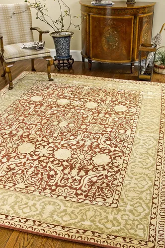 Vista 24 de SAFAVIEH Silk Road Collection SKR213G - Alfombra decorativa de lana tradicional hecha a mano, 2 x 3 pies, color granate y marfil