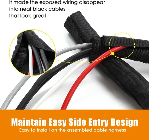 Vista 2 de Funda de alambre trenzado dividido para cables automotrices, cable de audio y video, cuerdas de múltiples cables, cubierta de protección organizada
