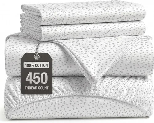 Vista 36 de LANE LINEN Sábanas de cama individual – 450TC algodón peinado de fibra larga de alta calidad, color blanco Soft & Breathable Twin Sheet &