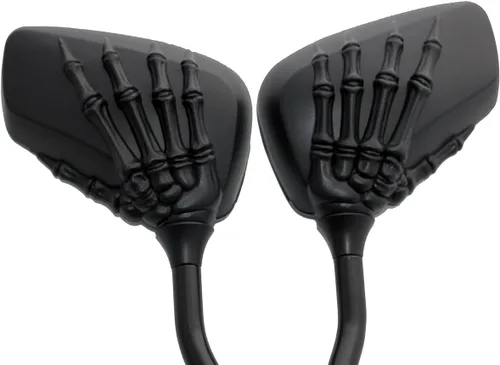 Vista 4 de Espejos traseros de motocicleta con calavera negra 3D compatible con Yamaha Stratoliner S XV1900CTSES 2014