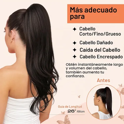 Vista 6 de SEIKEA Extensión versátil de cola de caballo con cordón, 18 pulgadas de largo, ondulado, con clip de varias capas, extensiones de cabello de cola