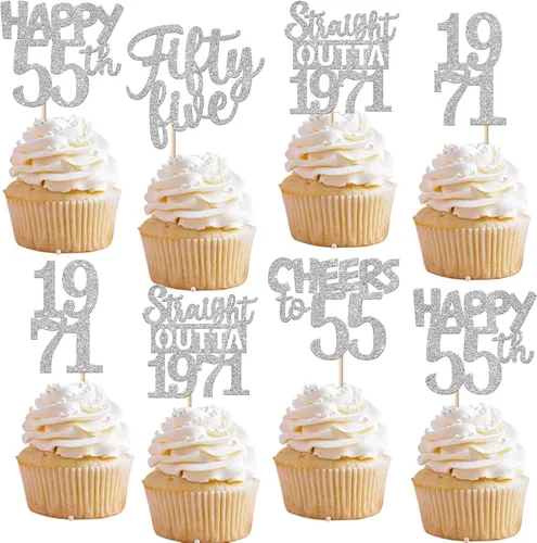Vista 98 de 30 piezas negras para cupcakes de 10.º cumpleaños con purpurina Ten Happy 10 Straight Outta 2016 para saludos a 10 años 10 cumpleaños, boda Negro