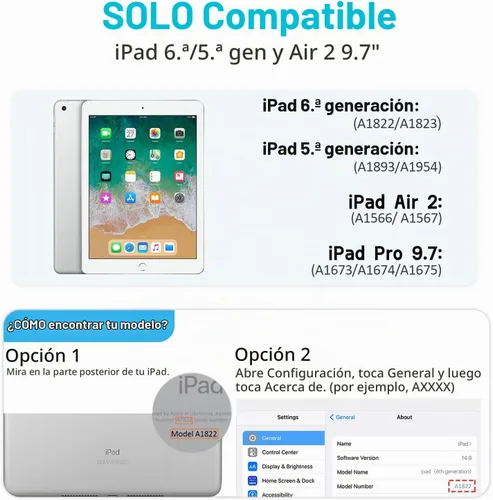 Vista 2 de AVAWO funda para iPad 9.7" 2017, para niños., Negro
