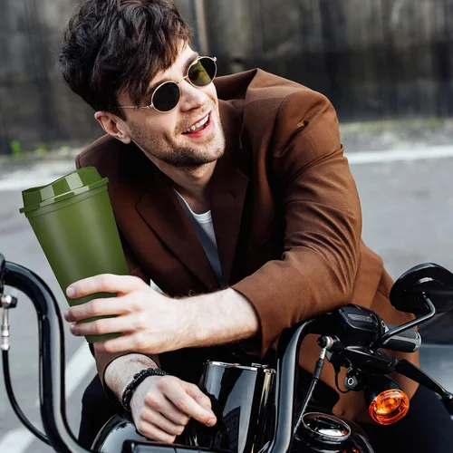 Vista 6 de Domensi - Paquete de 15 tazas de café reutilizables con tapas, 15 unidades Verde militar