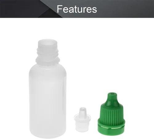 Vista 3 de Othmro Botellas cuentagotas de plástico de ojo de laboratorio de polietileno de 0.5 onzas, 50 piezas, gotero líquido exprimible de 0.0 fl oz, boca