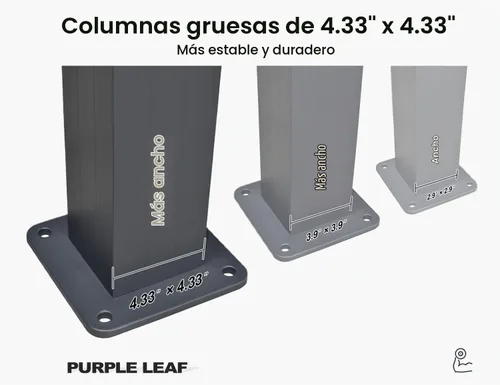 Vista 6 de PURPLE LEAF - Pérgola con listones de 10 x 12 pies, sistema de drenaje 94AS para patio, color gris Premium All-Aluminum Rustproof Build, Modern