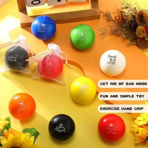 Vista 3 de Sratte Juego de 35 bolas motivacionales para el estrés, coloridas bolas inspiradoras para aliviar el estrés para adultos y niños, ejercicio de mano