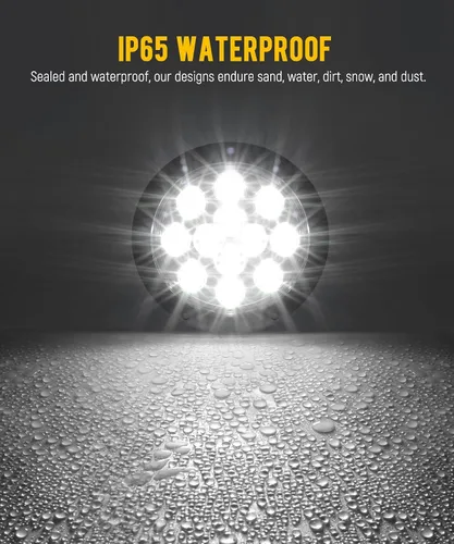 Vista 6 de Partsam Marcador de luces de marcha atrás redondas con 12 luces LED blancas de 4 pulgadas con anillos de acero inoxidable sellados
