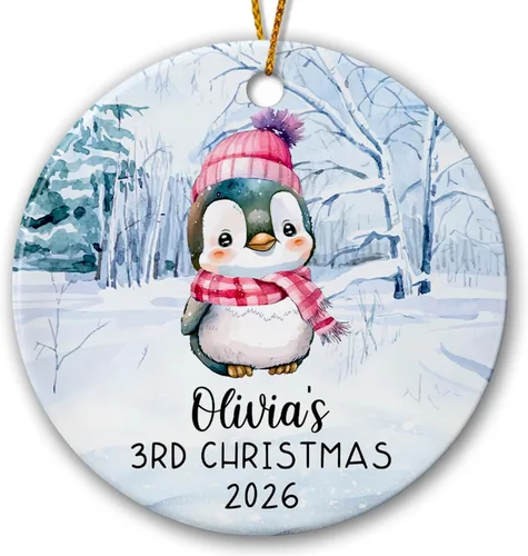 Vista 8 de Ho - Adorno de Navidad para bebé, adorno personalizado de cerámica de Navidad de Papá Noel, el primero para el árbol de Navidad, regalos de bebé