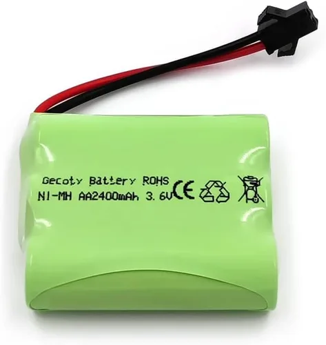 Vista 3 de Batería recargable NiMH AA de 3.6V 2400mAh con enchufe SM y cable de carga USB, batería RC de repuesto para coche RC, barco RC, juguetes de robot RC