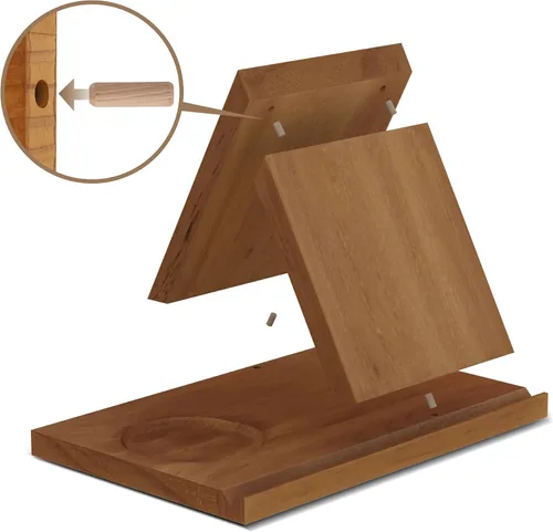 Vista 6 de LITIVY Marcador de madera triangular, pequeña estantería con soporte para bebidas, soporte de lectura de libros de madera con ranuras, soporte