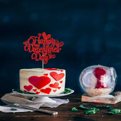 Vista 92 de Ephlyn 24 adornos para cupcakes con purpurina para el día de San Valentín, dulce amor, corazón, día de San Valentín, decoración para cupcakes