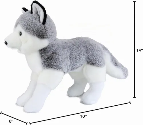 Vista 7 de Juguete de peluche de oso de rey de hielo Husky siberiano, 14 pulgadas de longitud
