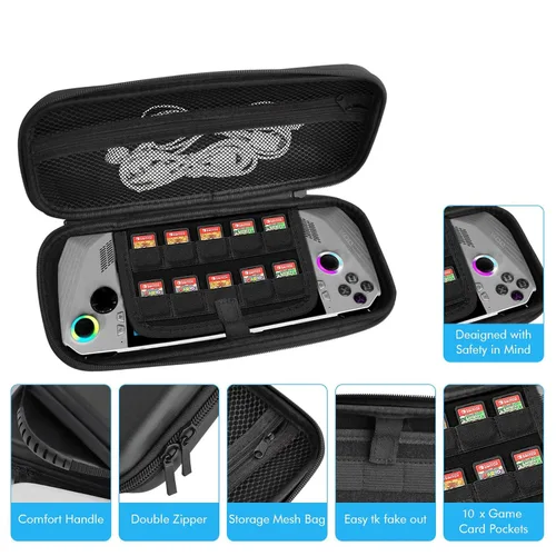Vista 7 de Funda de transporte portátil para ASUS Rog Ally 2023 Release Hard EVA Shell Travel Daily Handheld Game Console Bolsa de almacenamiento protectora